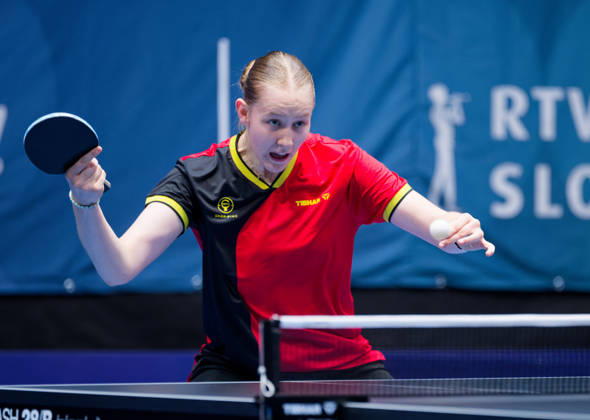 Lessia Lewyckyj (Belgium), photo ms1032b, at the 2026 European Table Tennis Championships in Ljubljana LJUBLJANA, SLOVENIA, OCTOBER 11, 2026 Lessia Lewyckyj of Belgium (photo ms1032b) in action at the European Table Tennis Championships at Stozice Arena in Ljubljana, Slovenia. Photo by Manfred Schillings. Ljubljana, Stozice Arena, Slovenia