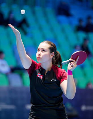 Martine Toftaker of Norway (photo ms1034b) at the 2026 European Table Tennis Championships in Ljubljana LJUBLJANA, SLOVENIA, OCTOBER 11, 2026 Martine Toftaker of Norway (photo ms1034b) in action at the European Table Tennis Championships at Stozice Arena in Ljubljana, Slovenia. Photo by Manfred Schillings. Ljubljana, Stozice Arena, Slovenia