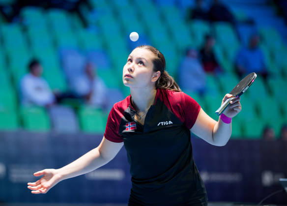 Martine Toftaker of Norway (photo ms1035b) at the 2026 European Table Tennis Championships in Ljubljana LJUBLJANA, SLOVENIA, OCTOBER 11, 2026 Martine Toftaker of Norway (photo ms1035b) in action at the European Table Tennis Championships at Stozice Arena in Ljubljana, Slovenia. Photo by Manfred Schillings. Ljubljana, Stozice Arena, Slovenia