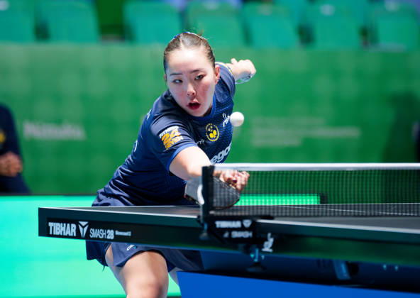 Nomin Baasan of Sweden (photo ms1036b) at the 2026 European Table Tennis Championships in Ljubljana LJUBLJANA, SLOVENIA, OCTOBER 11, 2026 Nomin Baasan of Sweden (photo ms1036b) in action at the European Table Tennis Championships at Stozice Arena in Ljubljana, Slovenia. Photo by Manfred Schillings. Ljubljana, Stozice Arena, Slovenia