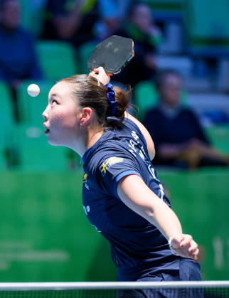 Nomin Baasan of Sweden (photo ms1038b) at the 2026 European Table Tennis Championships in Ljubljana LJUBLJANA, SLOVENIA, OCTOBER 11, 2026 Nomin Baasan of Sweden (photo ms1038b) in action at the European Table Tennis Championships at Stozice Arena in Ljubljana, Slovenia. Photo by Manfred Schillings. Ljubljana, Stozice Arena, Slovenia