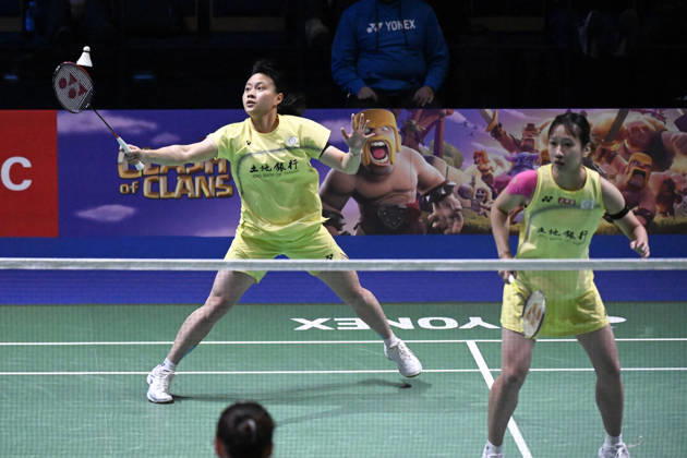 Lin Jhih Yun (L) and Hsu Yin-Hui (R) of Taiwan during their women s doubles match against Chen Fan Shu Tian and Luo Xu Min of China (not pictured) during the finals at the badminton Clash of Clans Arctic Open 2026 tournament in Vantaa, Finland, on October 11, 2026. - ANTTI AIMO-KOIVISTO Finland IOIlkju8EMk Copyright: xAnttixAimo-Koivistox IOIlkju8EMk
