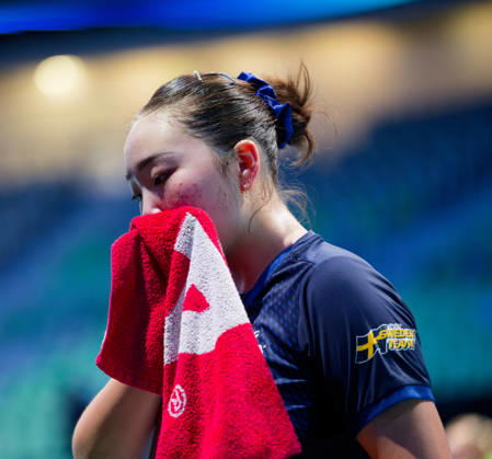 Nomin Baasan of Sweden (photo ms1044b) at the 2026 European Table Tennis Championships in Ljubljana LJUBLJANA, SLOVENIA, OCTOBER 11, 2026 Nomin Baasan of Sweden (photo ms1044b) in action at the European Table Tennis Championships at Stozice Arena in Ljubljana, Slovenia. Photo by Manfred Schillings. Ljubljana, Stozice Arena, Slovenia