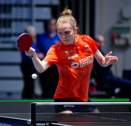 Sanne De Hoop of the Netherlands (photo ms1119b) at the 2026 European Table Tennis Championships in Ljubljana LJUBLJANA, SLOVENIA, OCTOBER 11, 2026 Sanne De Hoop of the Netherlands (photo ms1119b) in action at the European Table Tennis Championships at Stozice Arena in Ljubljana, Slovenia. Photo by Manfred Schillings. Ljubljana, Stozice Arena, Slovenia