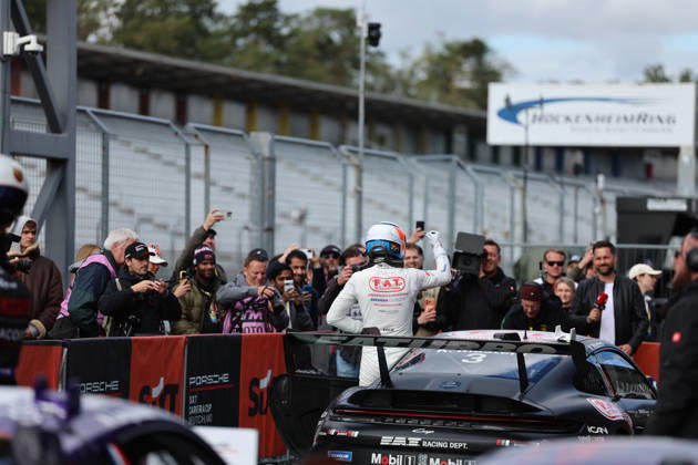 Hockenheim, Germany, October 9–11, 2026 Porsche Sixt Carrera Cup Germany 2026 Season Finale at the Hockenheimring, Sunday, Race 2. Pictured: Keagan Masters (ZA 3) celebrates his championship victory at the Hockenheimring in Baden-Württemberg. Copyright: xFotostandx xFWMEDIAx