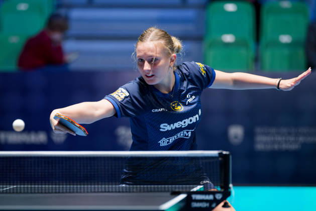 Siri Benjegard of Sweden (photo ms1059b) at the 2026 European Table Tennis Championships in Ljubljana LJUBLJANA, SLOVENIA, OCTOBER 11, 2026 Siri Benjegard of Sweden (photo ms1059b) in action at the European Table Tennis Championships at Stozice Arena in Ljubljana, Slovenia. Photo by Manfred Schillings. Ljubljana, Stozice Arena, Slovenia