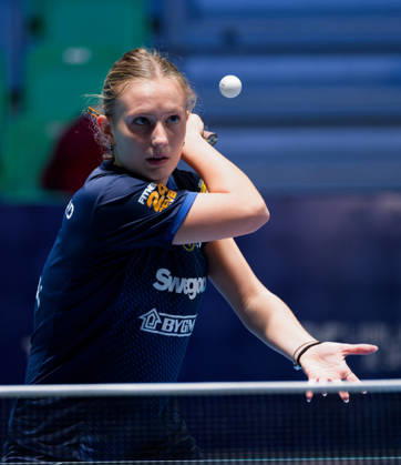 Siri Benjegard of Sweden (photo ms1061b) at the 2026 European Table Tennis Championships in Ljubljana LJUBLJANA, SLOVENIA, OCTOBER 11, 2026 Siri Benjegard of Sweden (photo ms1061b) in action at the European Table Tennis Championships at Stozice Arena in Ljubljana, Slovenia. Photo by Manfred Schillings. Ljubljana, Stozice Arena, Slovenia