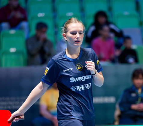 Siri Benjegard of Sweden (photo ms1060b) at the 2026 European Table Tennis Championships in Ljubljana LJUBLJANA, SLOVENIA, OCTOBER 11, 2026 Siri Benjegard of Sweden (photo ms1060b) in action at the European Table Tennis Championships at Stozice Arena in Ljubljana, Slovenia. Photo by Manfred Schillings. Ljubljana, Stozice Arena, Slovenia