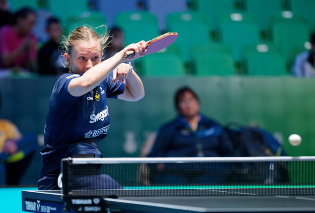 Siri Benjegard of Sweden (photo ms1063b) at the 2026 European Table Tennis Championships in Ljubljana LJUBLJANA, SLOVENIA, OCTOBER 11, 2026 Siri Benjegard of Sweden (photo ms1063b) in action at the European Table Tennis Championships at Stozice Arena in Ljubljana, Slovenia. Photo by Manfred Schillings. Ljubljana, Stozice Arena, Slovenia
