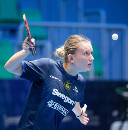 Siri Benjegard of Sweden (photo ms1074b) at the 2026 European Table Tennis Championships in Ljubljana LJUBLJANA, SLOVENIA, OCTOBER 11, 2026 Siri Benjegard of Sweden (photo ms1074b) in action at the European Table Tennis Championships at Stozice Arena in Ljubljana, Slovenia. Photo by Manfred Schillings. Ljubljana, Stozice Arena, Slovenia
