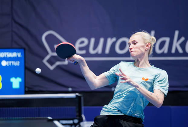 Valeria Kotsiur of Russia (photo ms1054b) at the 2026 European Table Tennis Championships in Ljubljana LJUBLJANA, SLOVENIA, OCTOBER 11, 2026 Valeria Kotsiur of Russia (photo ms1054b) in action at the European Table Tennis Championships at Stozice Arena in Ljubljana, Slovenia. Photo by Manfred Schillings. Ljubljana, Stozice Arena, Slovenia