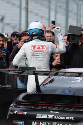 Hockenheim, Germany, October 9–11, 2026 Porsche Sixt Carrera Cup Germany 2026 Season Finale Hockenheimring Sunday Race 2 Pictured: Keagan Masters (ZA 3) celebrates his championship victory at the Hockenheimring in Baden-Württemberg Copyright: xFotostandx xFWMEDIAx