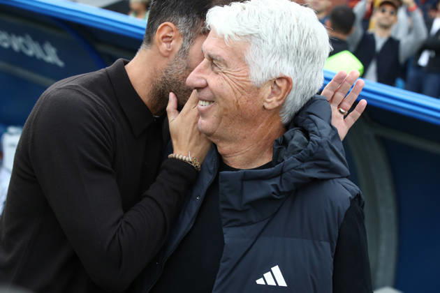 IPA89547448 - October 11, 2026 Como vs. AS Roma (Serie A) Sports; Soccer; Matchday 6& xD;In the photo: Fabregas, Gasperini& xD;(Photo by Gino Mancini) Copyright: xGinoxMancini IPAxSportx xx IPA89547448