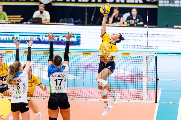 October 10, 2026, GER, Volleyball, Dekra 1st Division, Women, 2026–2027 Season, Regular Season, VfB Suhl Lotto Thuringia Skurios Volleys Borken Candela Alonso Corcelles VfB Suhl Lotto Thuringia, Doreen Luther Skurios Volleys Borken, Pia Mohr, Skurios Volleys Borken, 98527 Suhl, Wolfsgrube Sports Hall, Thuringia, Germany