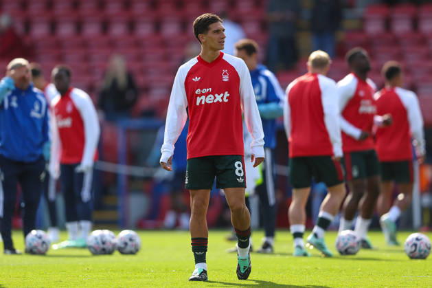 11th October 2026; Selhurst Park, London, England; Premier League Football, Crystal Palace versus Nottingham Forest; Nicolas Dominguez of Nottingham Forest warms up ahead of kick-off KatiexChan