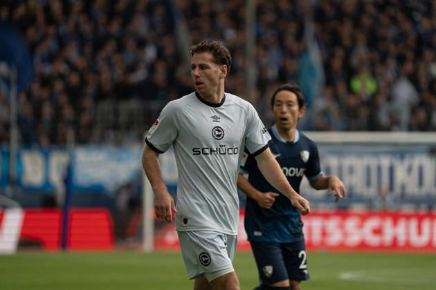 Bochum, Germany, October 11, 2026; 2. Bundesliga 2026–2027, Matchday 7: VfL Bochum 1848 vs. DSC Arminia Bielefeld. Pictured: Leon Jensen. DSC, DFL, and DFB regulations prohibit any use of photographs as image sequences and or quasi-video. Copyright: xFotostandx xGraebex