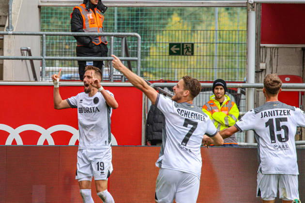 Florian Huebner of SV Wehen Wiesbaden, No. 19, celebrates after scoring the 0-1 goal in the match between FC Ingolstadt 04 and SV Wehen Wiesbaden on October 11, 2026, DFB regulations prohibit any use of photographs as image sequences and or quasi-video. GER, Soccer, 3. Liga, Matchday 8, FC Ingolstadt 04 vs. SV Wehen Wiesbaden, October 11, 2026, Audi Sportpark Ingolstadt Copyright: xEibner-Pressefoto OliverxSTRISCHx EP-OSH