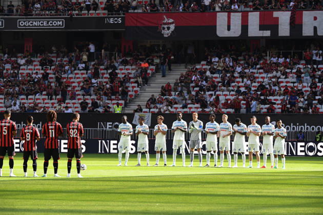 OGC Nice v RC Strasbourg Alsace - Ligue 1 McDonald s 2026 2027 Team of Strasbourg tribut during Ligue 1 McDonald s match between Nice and Strasbourg at Allianz Riviera Stadium on October 11, 2026 in Nice, France. Nice France  Copyright: xIconxSportx 776573383