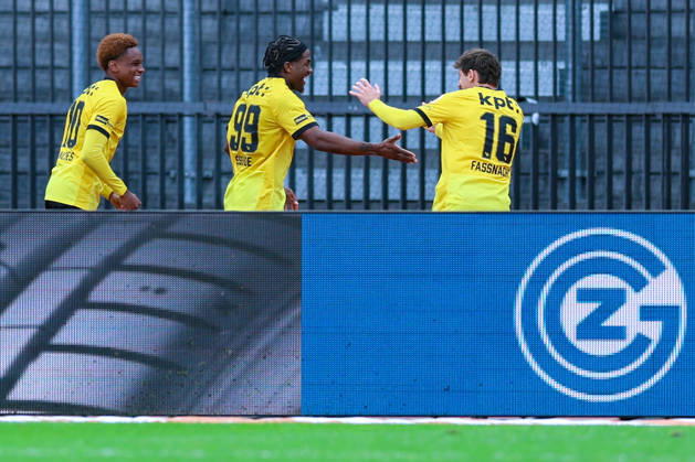 GC Zurich vs. BSC Young Boys, Brack Super League, October 11, 2026. Scorer of the 0–1 goal for YB, Samuel Essende ’99, BSC Young Boys, center, in the Brack Super League match between Grasshopper Club Zurich (GCZ) and BSC Young Boys (YB) on October 11, 2026, at Letzigrund Stadium in Zurich, Switzerland; Zurich, Letzigrund Stadium, Zurich, Switzerland
