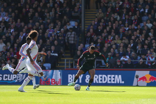 11th October 2026; Selhurst Park, London, England; Premier League Football, Crystal Palace versus Nottingham Forest; Dan Ndoye of Nottingham Forest scores in the 3rd minute for 0-1 KatiexChan