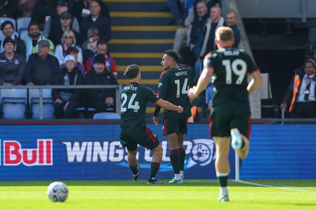 11th October 2026; Selhurst Park, London, England; Premier League Football, Crystal Palace versus Nottingham Forest; Dan Ndoye of Nottingham Forest celebrates his goal in the 3rd minute for 0-1 KatiexChan