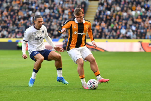 Hull City v Everton, Premier League Hull City forward Joe Gelhardt (11) and Everton FC midfielder Jack Grealish (10) during the Premier League match between Hull City and Everton at the MKM Stadium, Kingston upon Hull, UK on 11 October 2026. Kingston upon Hull MKM Stadium East Riding of Yorkshire UK Editorial use only DataCo restrictions apply See www.football-dataco.com , Copyright: xIanxLyallx PSI-24983-0021