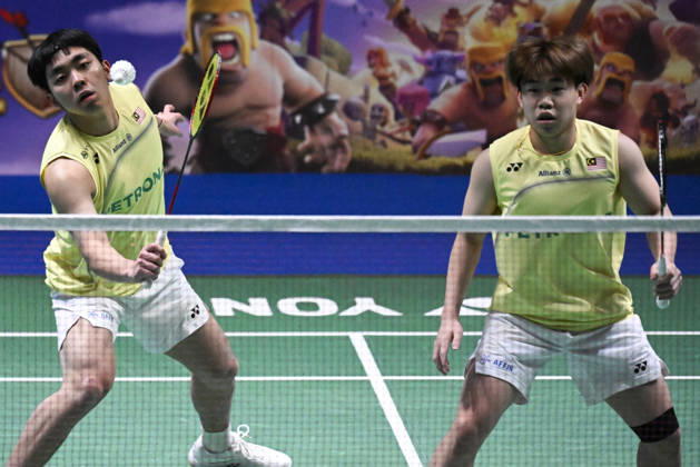 LKS 20261011 Aaron Tai (R) and Yap Roy King (L) of Malaysia during their men s doubles match against Tsai Fu Cheng and Lai Po Yu of Taiwan (not pictured) during the finals at the badminton Clash of Clans Arctic Open 2026 tournament in Vantaa, Finland, on October 11, 2026. - ANTTI AIMO-KOIVISTO Finland JhUJ0ojMmew Copyright: xAnttixAimo-Koivistox JhUJ0ojMmew