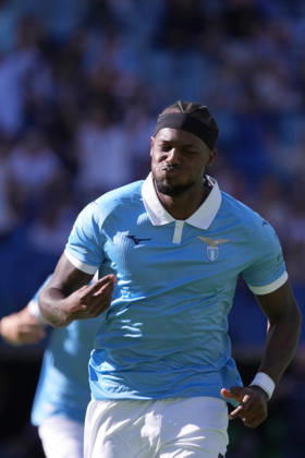 Lazio™s Nuno Tavares celebrates after scoring during the Serie A EniLive soccer match between Lazio and Monza at the Rome s Olympic stadium, Italy - Sunday October 11, 2026 - Soccer ( Photo by Alfredo Falcone LaPresse ) Copyright: xAlfredoxFalcone LaPressex