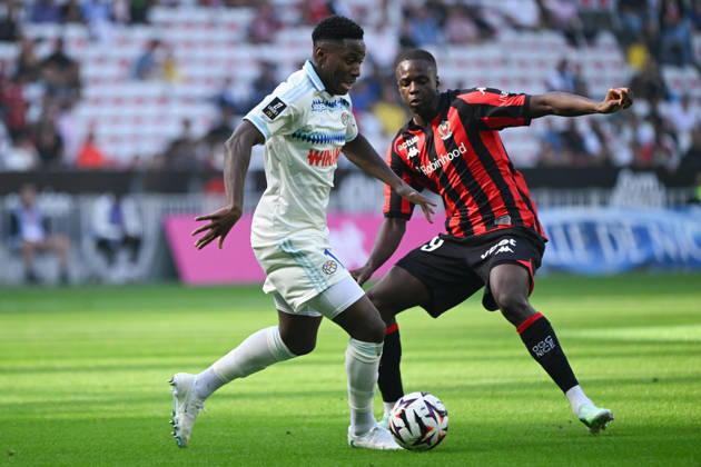 FOOTBALL : OGC Nice VS RC Strasbourg Alsace - Ligue 1 McDonald s - 11 10 2026 Dario Essugo (RCSA) - Ligue 1 McDonald™s match between OGC Nice and Racing Club de Strasbourg Alsace on October 11, 2026 at the Allianz Riviera Stadium in Nice. NiceFrance  Copyright: xWilliamxCannarellax