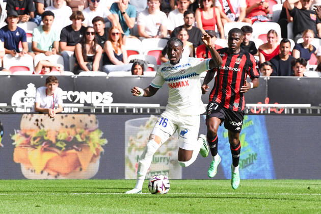OGC Nice v RC Strasbourg Alsace - Ligue 1 McDonald s 2026 2027 Genesis ANTWI of RC Strasbourg and Aliou BALDE of Nice during Ligue 1 McDonald s match between Nice and Strasbourg at Allianz Riviera Stadium on October 11, 2026 in Nice, France. Nice France  Copyright: xIconxSportx 776573383