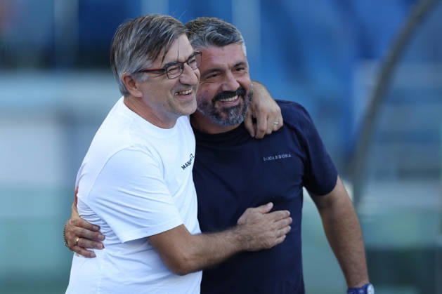SOCCER - Serie A - SS Lazio vs. AC Monza Photo by IPA ABACAPRESS.COM89550074 - Rome, Italy - October 11, 2026: Ivan Juric (Head Coach) of AC Monza greets Lazio coach Gennaro Gattuso before the 2026–2027 Italian Serie A-Enilive Championship soccer match between SS Lazio and AC Monza at the Olympic Stadium in Rome. Rome Italy Copyright: xIPAxSport ABACAx