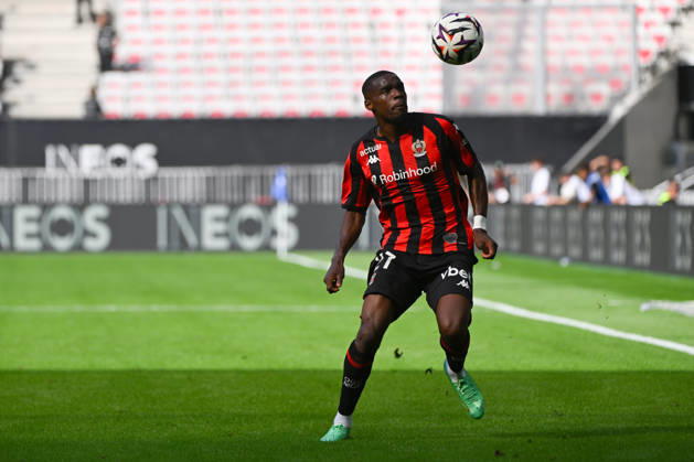 FOOTBALL : OGC Nice VS RC Strasbourg Alsace - Ligue 1 McDonald s - 11 10 2026 Niels Nkounkou (OGCN) - Ligue 1 McDonald™s match between OGC Nice and Racing Club de Strasbourg Alsace on October 11, 2026 at the Allianz Riviera Stadium in Nice. NiceFrance  Copyright: xWilliamxCannarellax