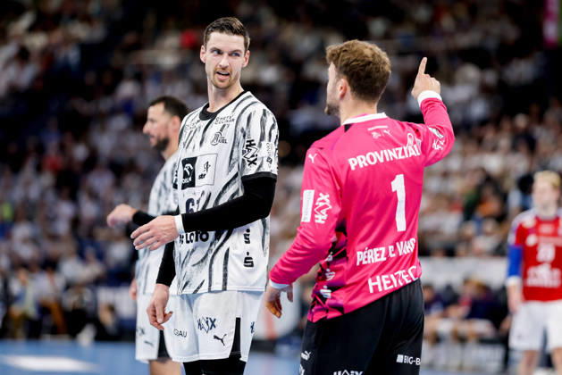 Kiel, October 11, 2026; Handball, 2026–27 Bundesliga 1, THW Kiel vs. Handball Club Hamburg; Hendrik Pekeler (THW Kiel), 61; Gonzalo Perez de Vargas (THW Kiel), 1