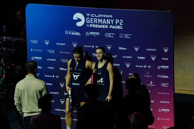 DÜSSELDORF, GERMANY - 11 OCTOBER 2026: Image shows the interview of Martina Calvo (ESP) and Claudia Fernandez Sanchez (ESP) during CUPRA Germany Premier Padel P2 2026 Day 8: Finals at CASTELLO Düsseldorf on 11 10 2026 in Düsseldorf, Germany. Germany Copyright: xFröhlichxPascalx