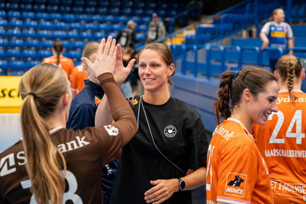 HSG Blomberg Lippe GER vs. Odense Handbold DEN, Handball, EHF Champions League Women, Group Stage, October 11, 2026, 2026–2027 Season, Lemgo Xenia Smits Odense Handbold celebrates after the victory against HSG Blomberg Lippe GER at the Lemgo Phoenix Contact Arena in Germany