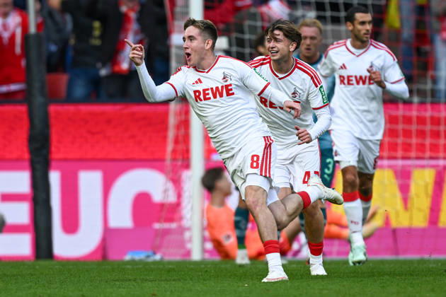 Isak Johannesson of Cologne 8 celebrates after scoring the goal to make it 1–0 on November 10, 2026 ¢ Soccer ¢ 1. FC Cologne vs. Borussia Mönchengladbach, RheinEnergieStadion, Cologne, DFB and DFL regulations prohibit any use of photographs as image sequences and or quasi-video. NRW, Germany Copyright: xpepphotox xHorstxMauelshagenx pep00321, pep_20261011_hm