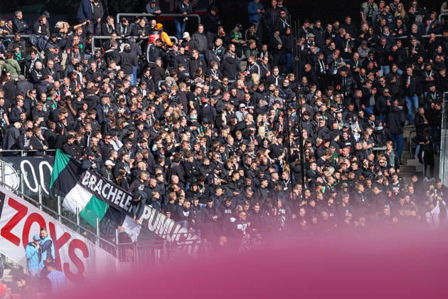 October 11, 2026, xkwix, Soccer, Bundesliga, 1. FC Köln vs. Borussia Mönchengladbach, RheinEnergieSTADION, Matchday 5, 2026–2027 season; away section in black. DFB regulations prohibit any use of photographs as image sequences and or quasi-video. Photo: xKamilxWilkowskixPressefotoKochx, North Rhine-Westphalia, Germany