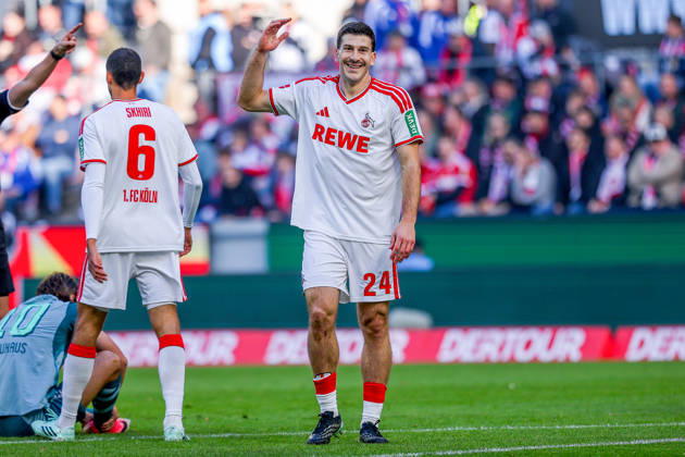 October 11, 2026, xkwix, Soccer, Bundesliga, 1. FC Köln vs. Borussia Mönchengladbach, RheinEnergieSTADION, Matchday 5, 2026–2027 Season, Luka Lochoshvili, 1. FC Köln, 24, gesturing in disappointment. DFB regulations prohibit any use of photographs as image sequences and or quasi-video. Photo: xKamilxWilkowskixPressefotoKochx, North Rhine-Westphalia, Germany