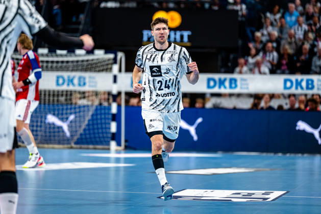 October 11, 2026, xdobgx, Opel HBL Handball, THW Kiel vs. Handball Club Hamburg, l Lukas Zerbe (Kiel), 24, cheering, goal celebration, celebrating the goal, Kiel