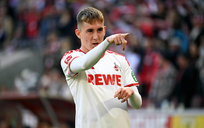 Cologne, Germany, Bundesliga 1, Matchday 5, Rhein Energie Stadium Cologne, 1. FC Köln vs. Borussia Mönchengladbach: Isak Johannesson celebrates after scoring. Celebration, Joy, Action