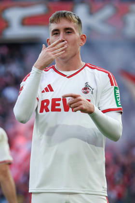 1 Bundesliga 26 27 1 FC Cologne vs. Borussia Mönchengladbach on October 11, 2026, at the RheinEnergieSTADION in Cologne—cheers, goal celebrations, Goal scorers, goal scorer Isak Johannesson of Cologne 8 celebrates after scoring the 1–0 goal MH