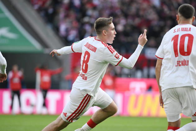 Celebration 1 0 Isak Johannesson 1 FC Cologne, Said El Mala 1 FC Cologne, from left 11 10 2026, Soccer 1 Bundesliga, 2026–2027 season, Matchday 5, 1. FC Köln vs. Borussia Mönchengladbach. DFL regulations prohibit any use of photographs as image sequences and or quasi-video. Cologne, RheinEnergie Stadium, North Rhine-Westphalia, Germany Team2