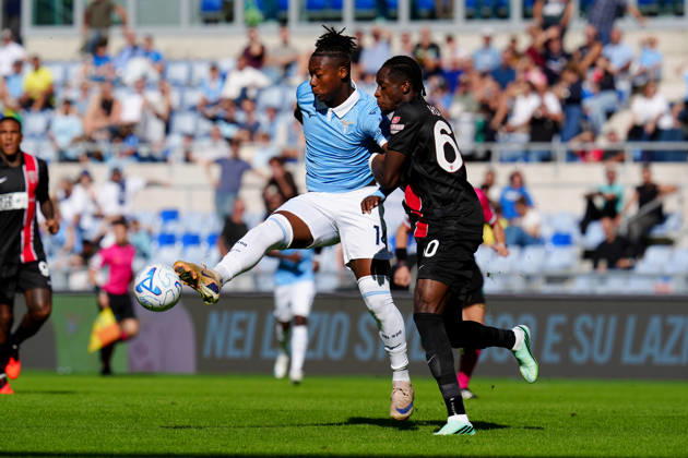 SS Lazio v AC Monza - Serie A Enilive Tijjani Noslin of SS Lazio and Eddy Kouadio of AC Monza compete for the ball during the Serie A Enilive match between SS Lazio and AC Monza at Olympic Stadium on October 11, 2026 in Rome, Italy. Rome Olympic Stadium Lazio Italy Copyright: xGiuseppexMaffiax 261011_SerieA_Lazio-Monza_GM_03994