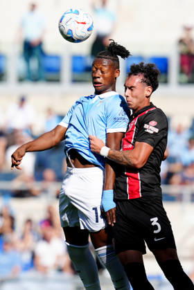 SS Lazio v AC Monza - Serie A Enilive Tijjani Noslin of SS Lazio and Lorenzo Lucchesi of AC Monza jump for the ball during the Serie A Enilive match between SS Lazio and AC Monza at Olympic Stadium on October 11, 2026 in Rome, Italy. Rome Olympic Stadium Lazio Italy Copyright: xGiuseppexMaffiax 261011_SerieA_Lazio-Monza_GM_04871