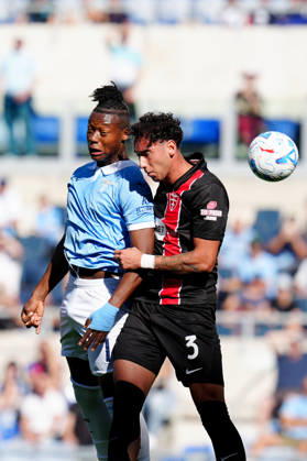 SS Lazio v AC Monza - Serie A Enilive Tijjani Noslin of SS Lazio and Lorenzo Lucchesi of AC Monza jump for the ball during the Serie A Enilive match between SS Lazio and AC Monza at Olympic Stadium on October 11, 2026 in Rome, Italy. Rome Olympic Stadium Lazio Italy Copyright: xGiuseppexMaffiax 261011_SerieA_Lazio-Monza_GM_04874