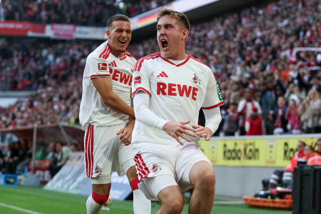 1 Bundesliga 26 27 1 FC Cologne vs. Borussia Mönchengladbach on October 11, 2026, at the RheinEnergieSTADION in Cologne Cheers, goal celebrations, Goal scorers, goal scorer Isak Johannesson of Cologne 8 celebrates after scoring the 1–0 goal MH
