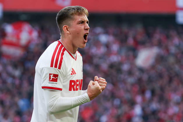 1 Bundesliga 26 27 1 FC Cologne vs. Borussia Mönchengladbach on October 11, 2026, at the RheinEnergieSTADION in Cologne Cheers, goal celebrations, Goal scorers, goal scorer Isak Johannesson of Cologne 8 celebrates after scoring the 1–0 goal MH