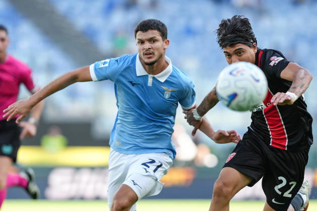 Reda Belahyane of SS Lazio and Exequiel Zeballos of AC Monza during the Serie A 2026 2027 football match between SS Lazio and AC Monza at Stadio Olimpico in Rome (Italy), October 11, 2026. AntoniettaxBaldassarre