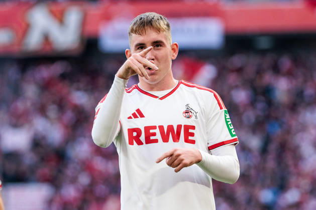 KOELN, GERMANY - OCTOBER 11: Isak Johannesson (1. FC Koeln, 8) celebrates scoring the 1:0 goal during the Bundesliga match between 1. FC Koeln vs. Borussia Moenchengladbach at Rheinenergie-Stadion on matchday 5 of the 1. Bundesliga on October 11, 2026 in Koeln, Germany. DFL REGULATIONS PROHIBIT ANY USE OF PHOTOGRAPHS AS IMAGE SEQUENCES AND OR QUASI-VIDEO. North Rhine Westphalia Germany Copyright: xSteffiexWunderlx