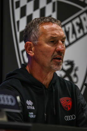 Coach Achim Beierlorzer, head coach of FC Ingolstadt 04, at the postgame press conference following the match between FC Ingolstadt 04 and SV Wehen Wiesbaden on October 11, 2026, DFB regulations prohibit any use of photographs as image sequences and or quasi-video. GER, Soccer, 3. Liga, Matchday 8, FC Ingolstadt 04 vs. SV Wehen Wiesbaden, October 11, 2026, Audi Sportpark Ingolstadt Copyright: xEibner-Pressefoto OliverxSTRISCHx EP-OSH